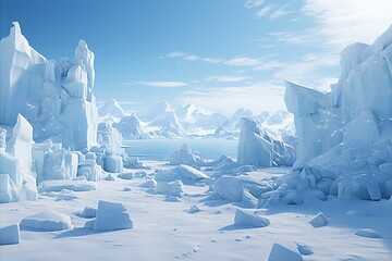 Fototapeta na wymiar Spectacular Vast Ice Sheets in Polar Regions and Mountain Ranges. A Stunning Natural Phenomenon