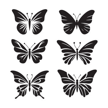 Ethereal Garden Whispers: Set of Butterfly Silhouette, Whispering Wings, and Enchanting Nature Forms
