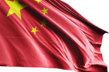 Chinese flag on transparent background.