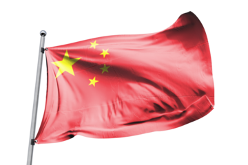 Chinese flag on transparent background.