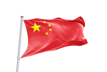 Chinese flag on transparent background.
