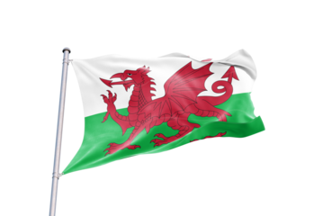 Welsh flag on transparent background.