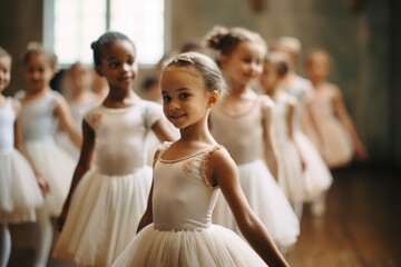 Diverse children enjoying ballet practice