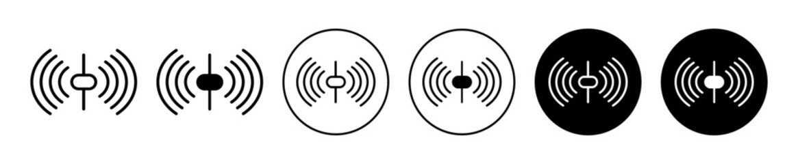 Sensor icon. wireless smart phone mobile network communication signal light logo set. router infrared sensor antenna alarm symbol sign. wifi broadcasting radar sensor network signal wave vector  - obrazy, fototapety, plakaty