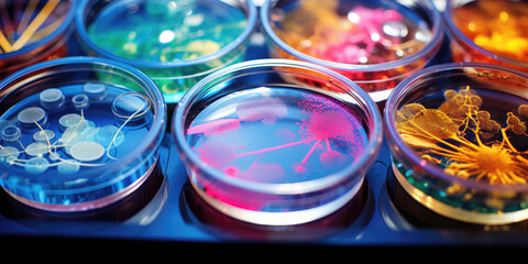petri dishes with bacteria in the laboratory