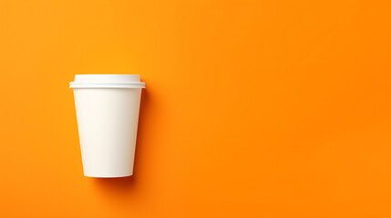 cup of coffee isolated mockup orange background