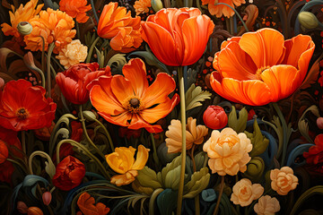 Tulips Galore Blooms Everywhere, a Burst of Colorful Beauty.