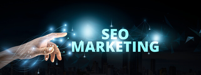 SEO - Search Engine Optimization Strategies, Website Traffic Ranking, and Internet Technology for Business Success. - obrazy, fototapety, plakaty