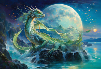 Fototapeta na wymiar Celestial Dragon Emerges, Chinese New Year 2024