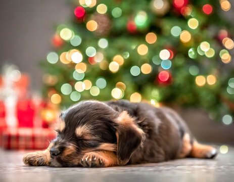 Perro dormido a los pies de un &aacute;rbol
