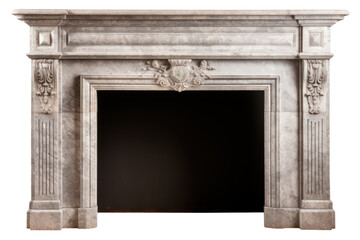 wood burning in fireplace on transparent background