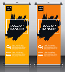 Roll up banner design template, vertical, abstract background, pull up design, modern x-banner, rectangle size. - obrazy, fototapety, plakaty