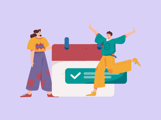 Flat vector illustration of business people operating work scene
