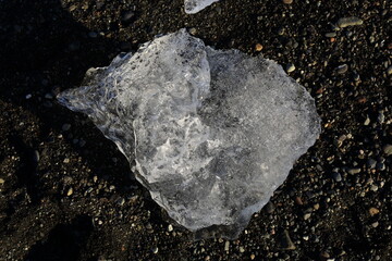View on a iceberg on the Diamond Beach located south of the Vatnajökull glacier between the Vatnajökull National Park and the town of Höfn