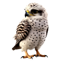 Fototapeta premium Baby falcon standing, isolated on transparent or white background