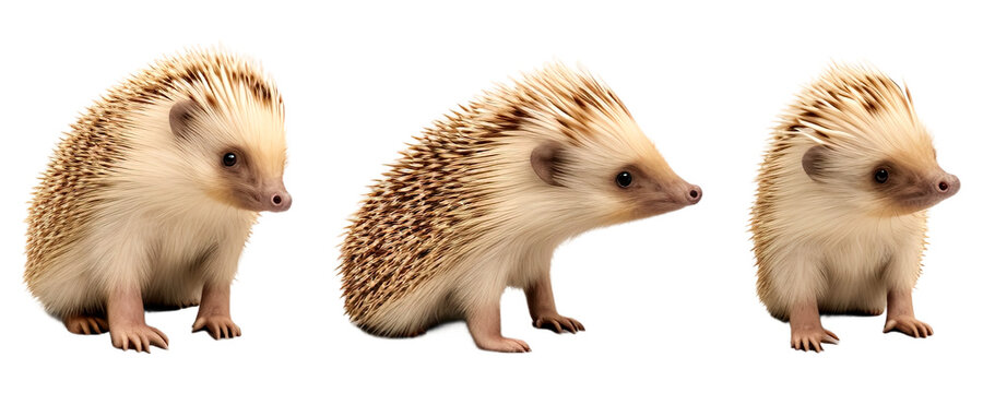 Group of Baby echidna multi pose, isolated on transparent or white background