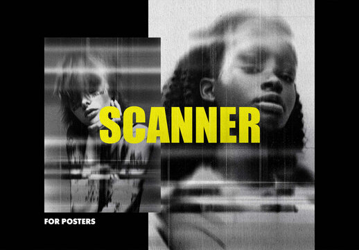 Broken Scanne Poster Photo Effect Mockup With Generative AI