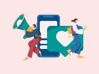 Flat vector illustration of business people operating work scene
