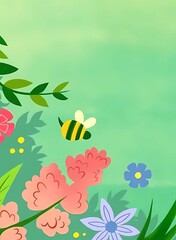 bee and flowers