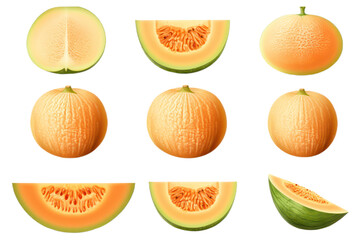 set of fruits on transparent background