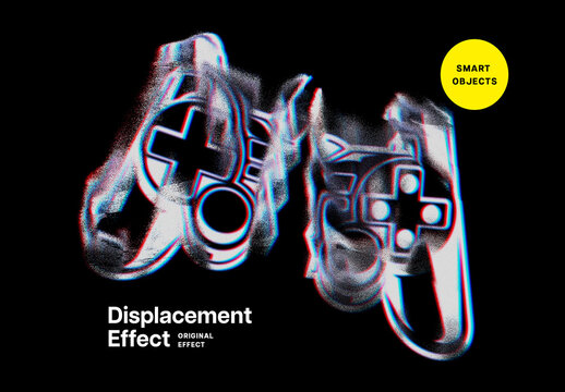 Distortion Mash Effect Mockup For Text And Logos