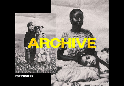 Family Archive Poster Photo Effect Mockup
