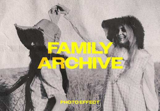 Family Archive Photo Effect Mockup