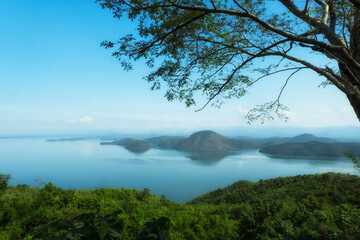 Scenery from a dam viewing point in central Thailand.
