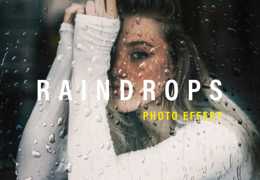 Rain On The Glass Photo Effect Mockup