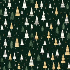 Christmas tree seamless pattern, holiday country style print for wallpaper, wrapping paper, scrapbook, fabric and product design, generative ai