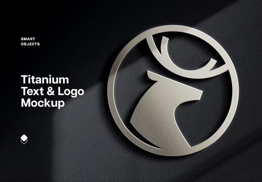 Titanium Text And Logo Mockup