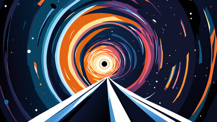 Cosmic journey through a wormhole. vektor icon illustation