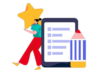 Flat vector illustration of business people operating work scene
