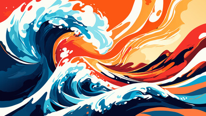 Watercolor splashes merging into waves. vektor icon illustation