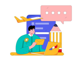 Flat vector illustration of business people operating work scene
