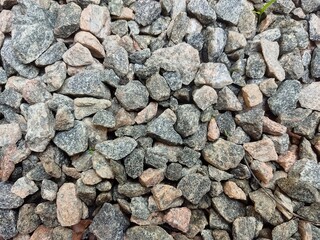 Granite chippings in a garden pathway, close up shot