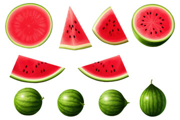 set of watermelon on transparent background