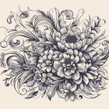 Free vector engraving hand-drawn floral background