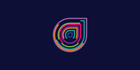 Creative colorfull line logo design template| premium vector