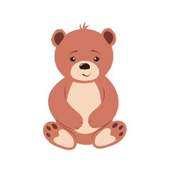 Brown bear cartoon isolated on white background. Teddy bear design, vector illustration.