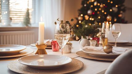 Holiday dinner at home, table decor