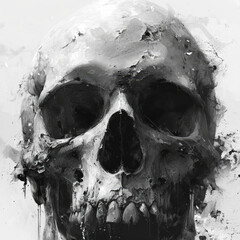 Abstract Expressionist Skull Gen AI - obrazy, fototapety, plakaty