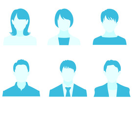 シンプルな上半身の人物イラストセット