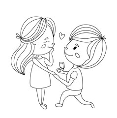 Lovers. Marriage proposal. One line