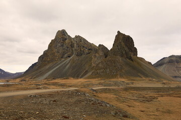 Fototapeta na wymiar Eystrahorn is a splendid mountain located at the southernmost tip of Iceland in the Austurland region
