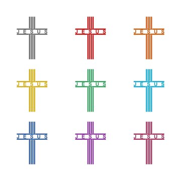 Jesus sign icon isolated on white background. Set icons colorful