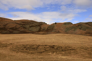 View on a mountain next to Fauskasandur in the south of Iceland, in the Austurland region