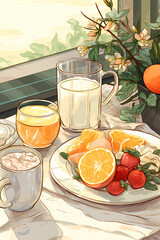 breakfast with orange juice, Generative AI