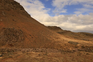 View on a mountain in the south of Iceland, in the Austurland region