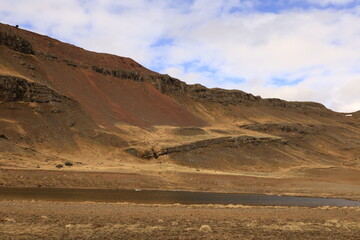 View on a mountain in the south of Iceland, in the Austurland region
